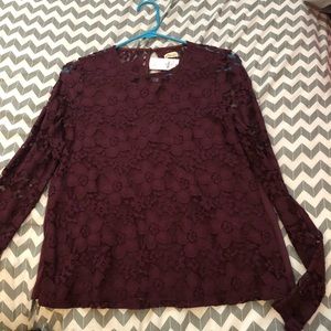 Maroon lace long sleeve top